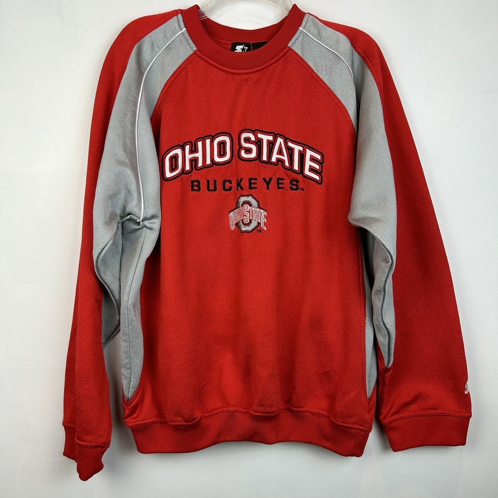 Ohio State Buckeyes Starter Sweatshirt Mens L NCAA Football Embroidered Vtg Poly